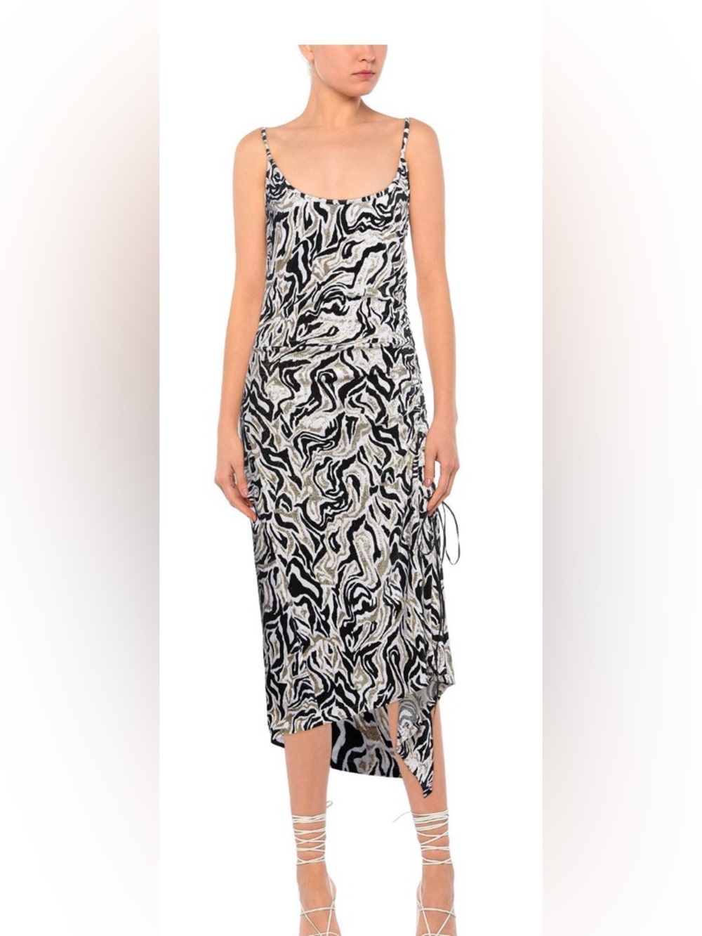 Paci RABANNE Black, White & Gold Abstract Tank Dress. Size 10.